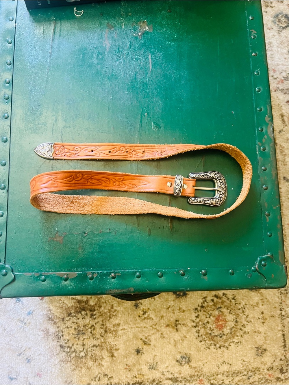 Spell Tan Leather western cowboy belt size Small medium